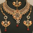 Indian semibridal jewelry set with clear ,emerald and ruby color stones