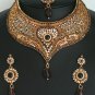 Indian designer polki bridal jewelry necklace set with Amethyst and clear color
