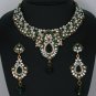 Indian designer fashion Bridal jewelry necklace set with Emerald and Clear color  crystal stones