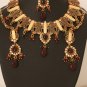 Indian costume bridal jewellery set with emerald/ruby/garnet bead color stones and clear crystals