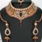 Fashion Jewelry Indian bridal polki necklace set with Amethyst and White color  stones