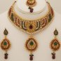 Semibridal necklace set with clear ,emerald and red color stones