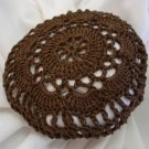 Hand Crocheted Brown Hair Net / Bun Cover Flower Style Amish Mennonite
