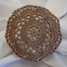 Hand Crocheted Light Brown Hair Net / Bun Cover Flower Style Amish Mennonite