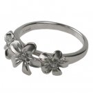Three Plumeria Silver Ring