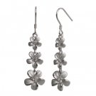 Three Plumeria Silver Earrings