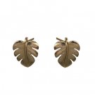 Monstera Yellow Gold Earrings 14mm