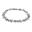 White Gold Turtle and Plumeria Bracelet