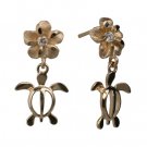 Turtle and Plumeria Earrings