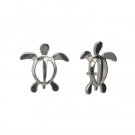 White Gold Turtle Earrings