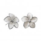 White Plumeria Earrings