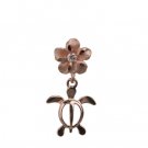 Turtle and Plumeria Rose Gold Pendant