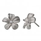Plumeria Silver Stud Earrings 15mm