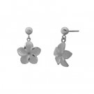 Plumeria Ball Post Earrings White Gold 15mm