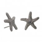 Denny Wong Platinum Silver Starfish White Sapphire Earrings