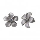 Denny Wong Platinum Silver Plumeria Stud Earrings 15mm