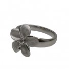 Denny Wong Platinum Silver Single Plumeria Ring 15mm