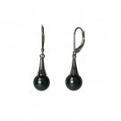 Cone Earrings with Black Tahitian Pearls in White Gold