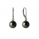 Black Tahitian Pearl Leverbacks in White Gold 10mm