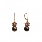 Tahitian Chocolate Pearl Catcher Earrings in Rose Gold
