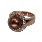 Chocolate Swirl Tahitian Pearl Ring in Rose Gold