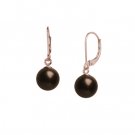 Chocolate Tahitian Pearl Leverbacks in Rose Gold 8mm