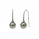 Pistachio Pearl Hook Earrings in White Gold