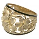 Queen Plumeria Dome Ring with Enamel 18mm