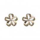 Queen Plumeria Ribbon Diamond Earrings 15mm