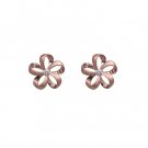 Queen Plumeria Ribbon Diamond Earrings Rose Gold 10mm