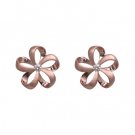Queen Plumeria Ribbon Diamond Earrings Rose Gold 15mm
