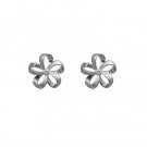 Queen Plumeria Ribbon Diamond Earrings White Gold 10mm