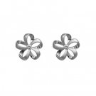 Queen Plumeria Ribbon Diamond Earrings White Gold 13mm