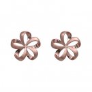 Queen Plumeria Ribbon Earrings  Rose Gold 15mm