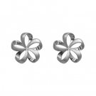 Queen Plumeria Ribbon Earrings White Gold 15mm