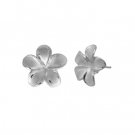 Queen Plumeria Stud Earrings White Gold 13mm