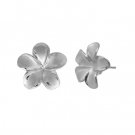 Queen Plumeria Stud Earrings White Gold 15mm