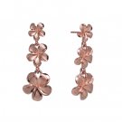 Queen Plumeria Three Flower Earrings Rose Gold 9mm/11mm/13mm