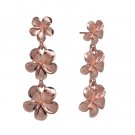 Queen Plumeria Three Flower Earrings Rose Gold 11mm/13mm/15mm
