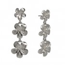 Queen Plumeria Three Flower Earrings White Gold 11mm/13mm/15mm