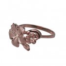 Queen Plumeria Three Flower Ring with Diamonds in Rose Gold