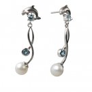Artistica Dolphin Dangle Pearl Earrings 35mm