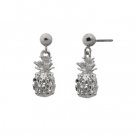 Pineapple White Gold Ball Post Earrings