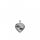 Mom Heart Black Border White Gold Pendant