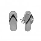 Flip Flop Postback Earrings White Gold with Enamel 18mm