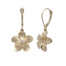 Queen Plumeria Diamond Leverback Earrings 13mm
