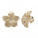 Queen Plumeria Stud Earrings with Diamonds 19mm