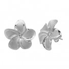 Queen Plumeria Diamond Stud Earrings White Gold 19mm