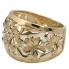 Queen Plumeria Dome Ring with Diamonds 15mm