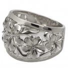 Queen Plumeria Dome Ring with Diamonds in White Gold 15mm